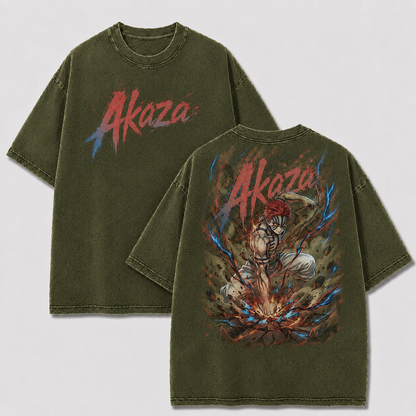 Striped Demon Fighter Vintage Washed Graphic Tee