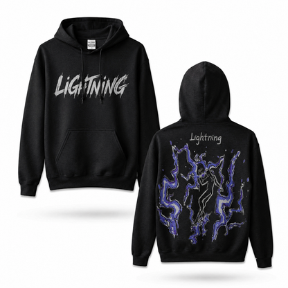 Oversized Streetwear Graphic Hoodie – Abstract Lightning Sketch Print