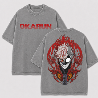 Oversized Streetwear Graphic Tee – Flaming Grin Skull Print