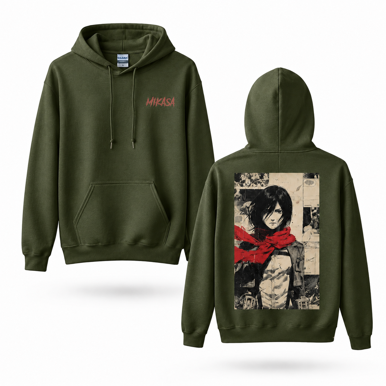 Red Scarf Warrior Manga Collage Graphic Hoodie