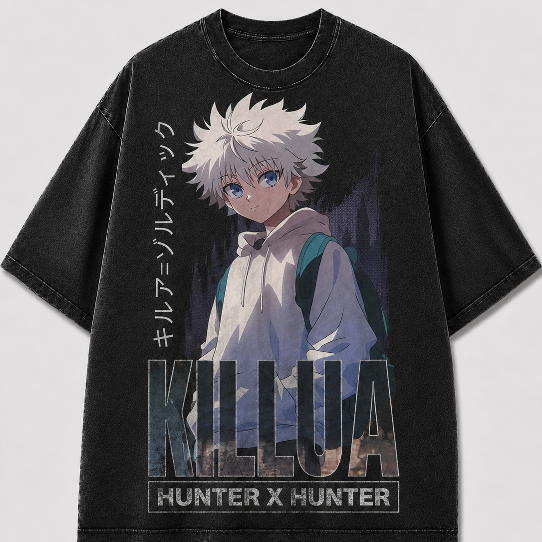 Oversized Hoodie Portrait Graphic Tee – Bold Typography Print Top