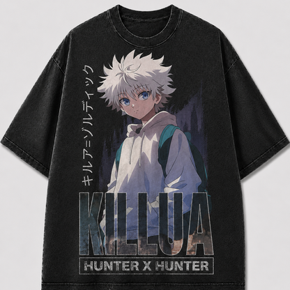 Oversized Hoodie Portrait Graphic Tee – Bold Typography Print Top