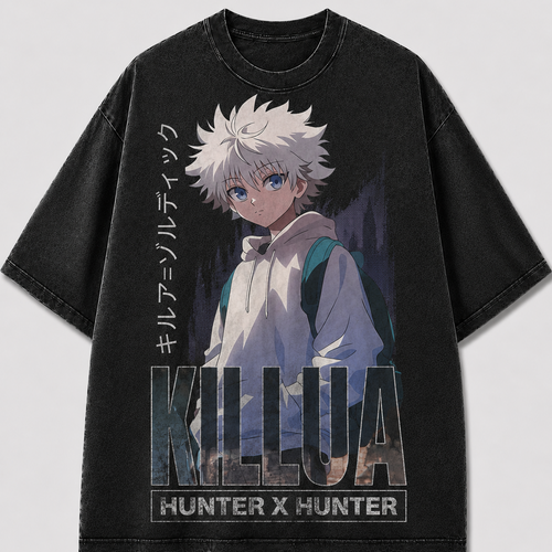 Oversized Hoodie Portrait Graphic Tee – Bold Typography Print Top