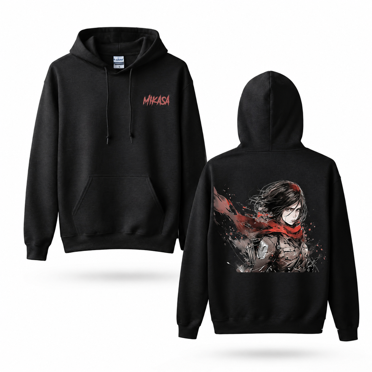 Red Scarf Elite Warrior Action Graphic Hoodie