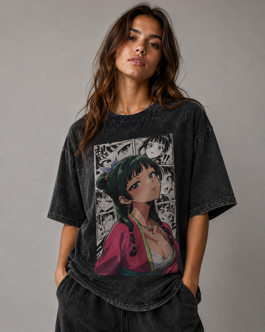 Oversized Graphic Print T-Shirt – Traditional Waifu Streetwear Tee