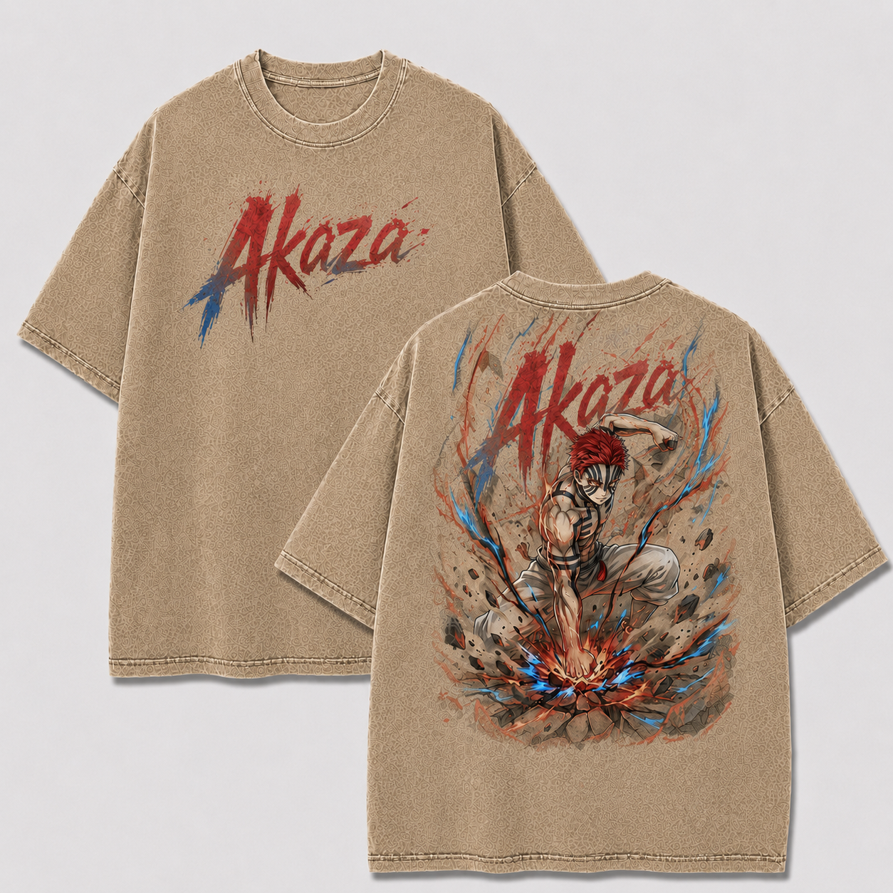 Striped Demon Fighter Vintage Washed Graphic Tee