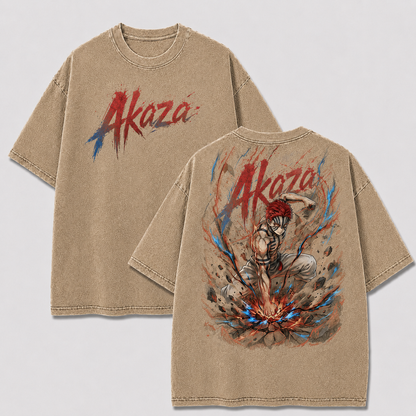 Striped Demon Fighter Vintage Washed Graphic Tee