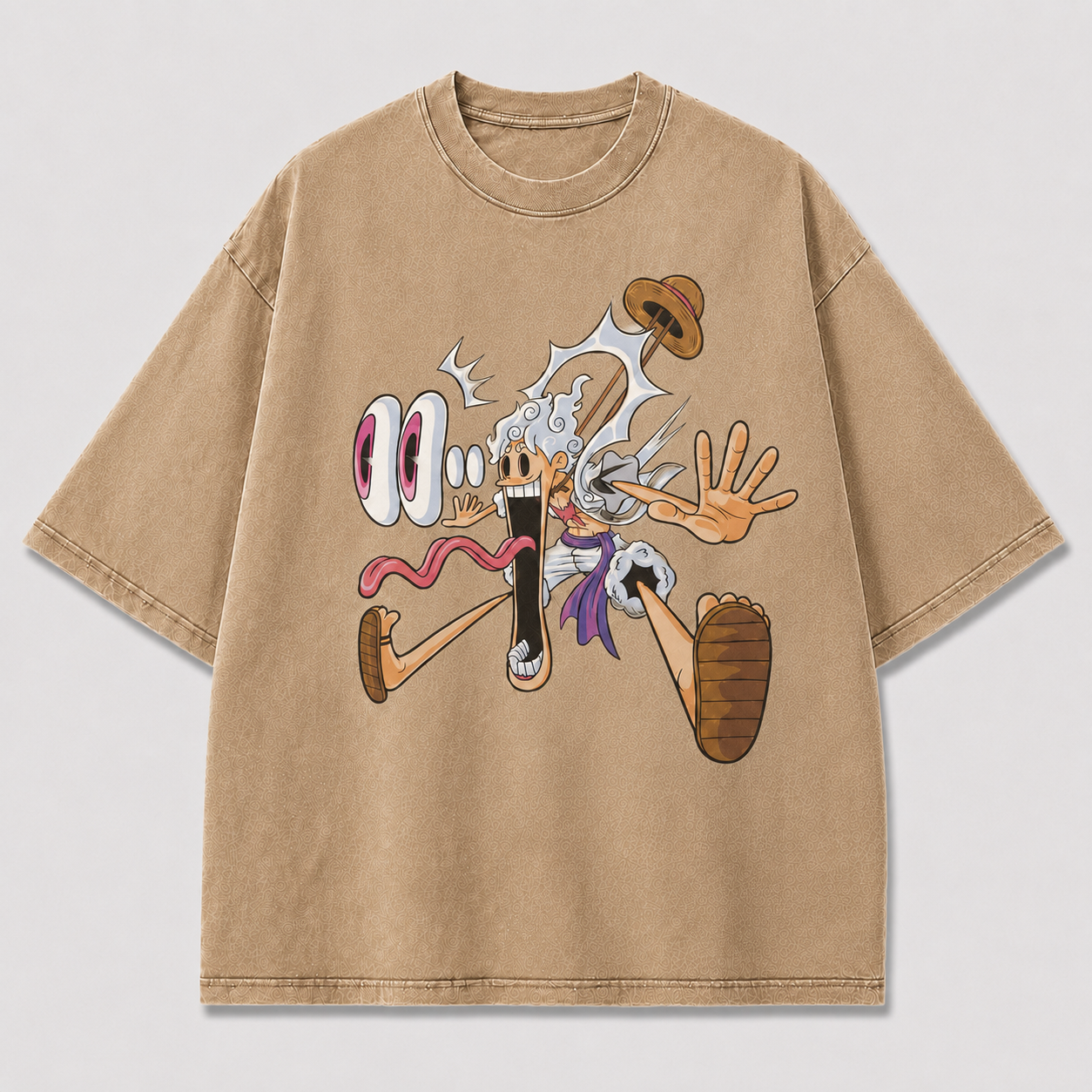 Oversized Streetwear Graphic Tee – Exaggerated Cartoon Stretch Print