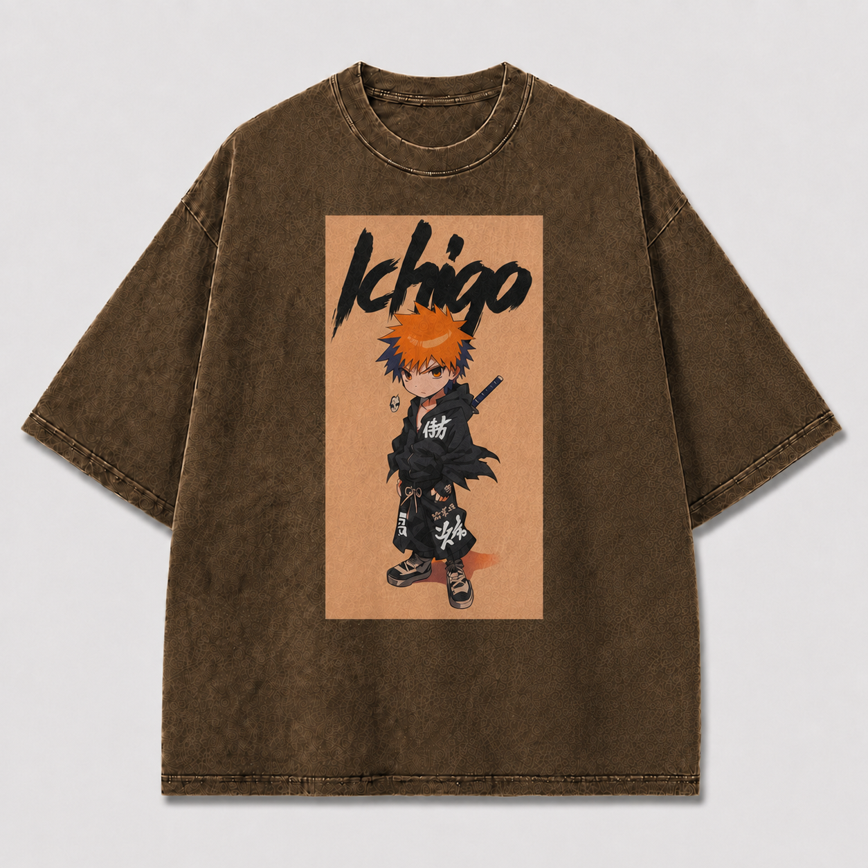 Oversized Streetwear Graphic Tee – Chibi Style Sword Character Print