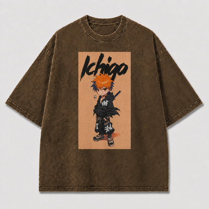Oversized Streetwear Graphic Tee – Chibi Style Sword Character Print