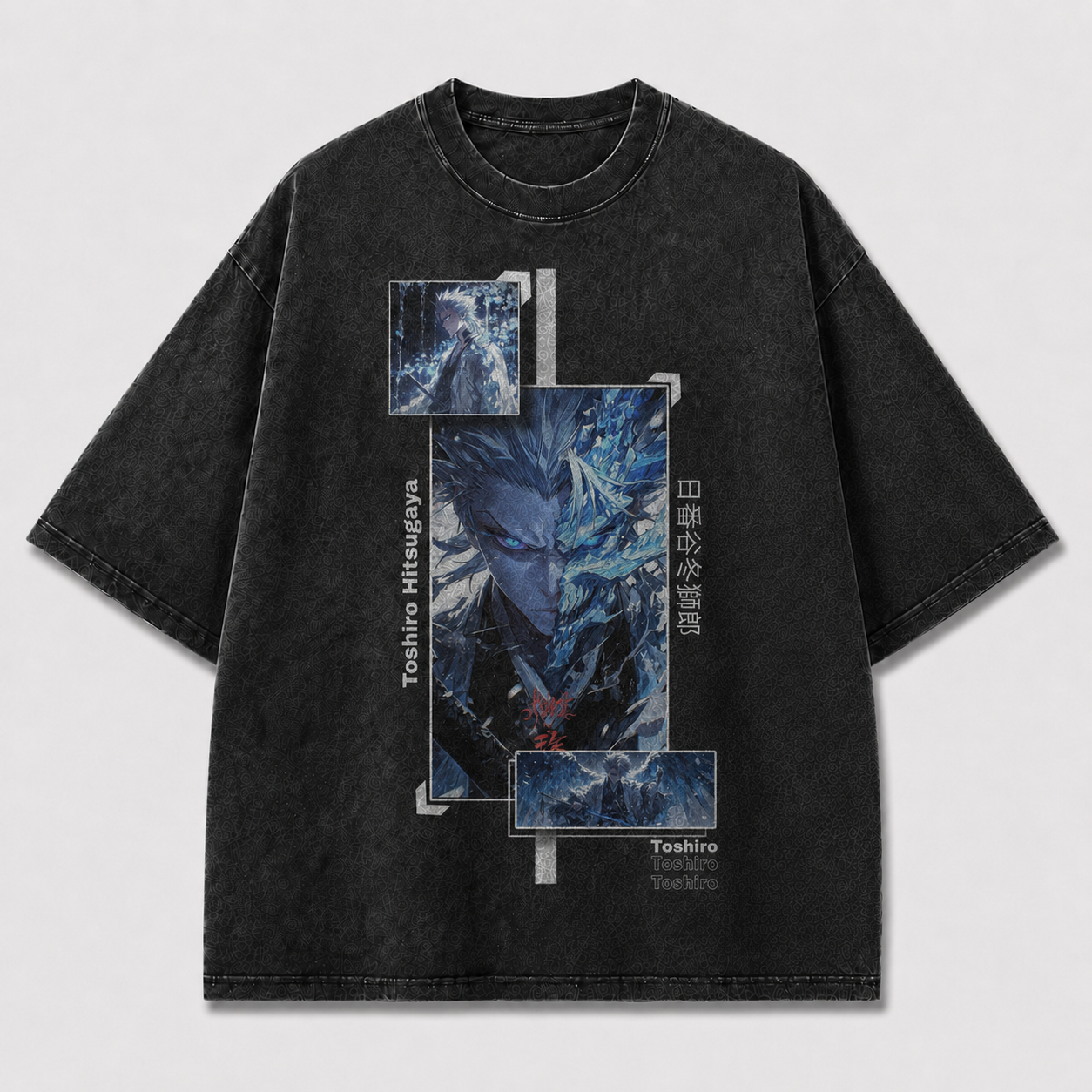 Oversized Ice Warrior Editorial Poster Graphic Tee – Japanese Typography Streetwear Shirt