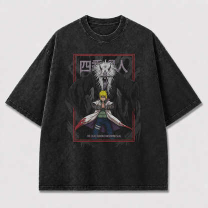Oversized Streetwear Graphic Tee – Framed Demon Summoning Poster Print