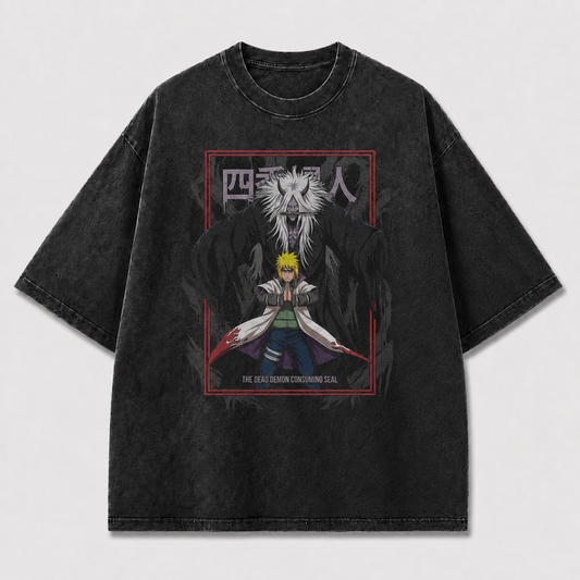 Oversized Streetwear Graphic Tee – Framed Demon Summoning Poster Print
