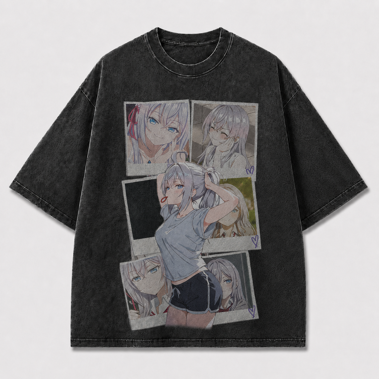 Oversized Graphic Print T-Shirt – Polaroid Waifu Streetwear Tee