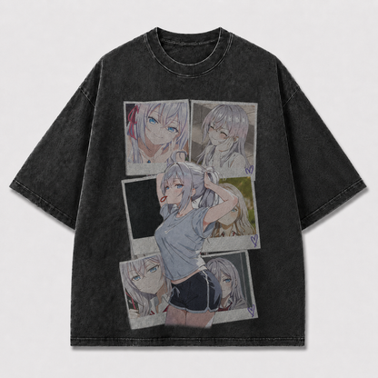 Oversized Graphic Print T-Shirt – Polaroid Waifu Streetwear Tee