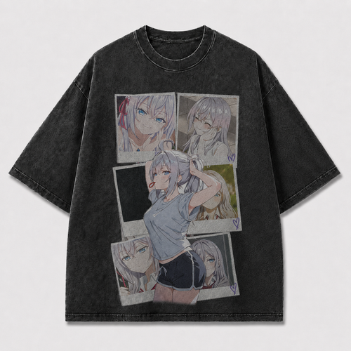 Oversized Graphic Print T-Shirt – Polaroid Waifu Streetwear Tee