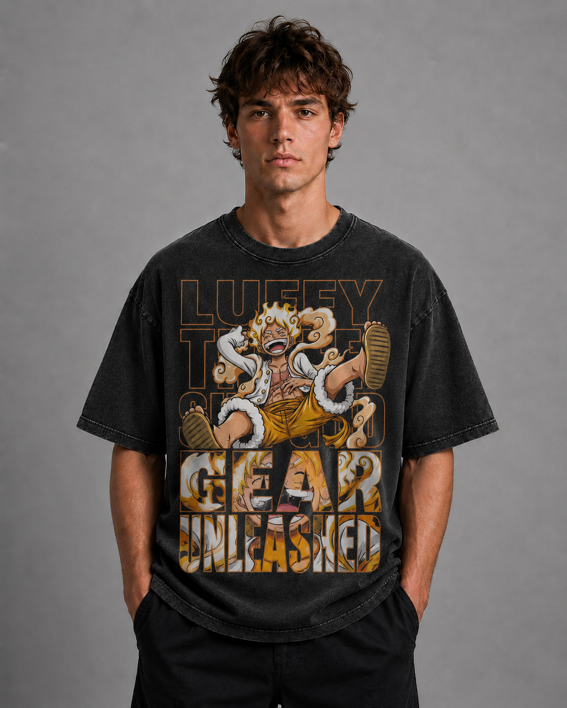 Oversized Streetwear Graphic Tee – Text-Cutout Silhouette Fill Print