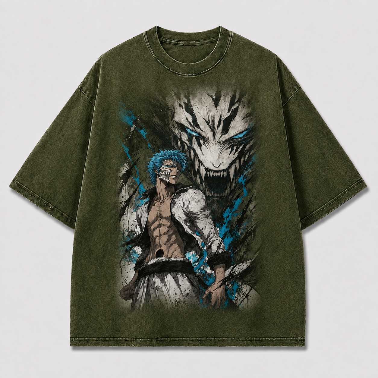Oversized Streetwear Graphic Tee – Fanged Beast Shadow Print