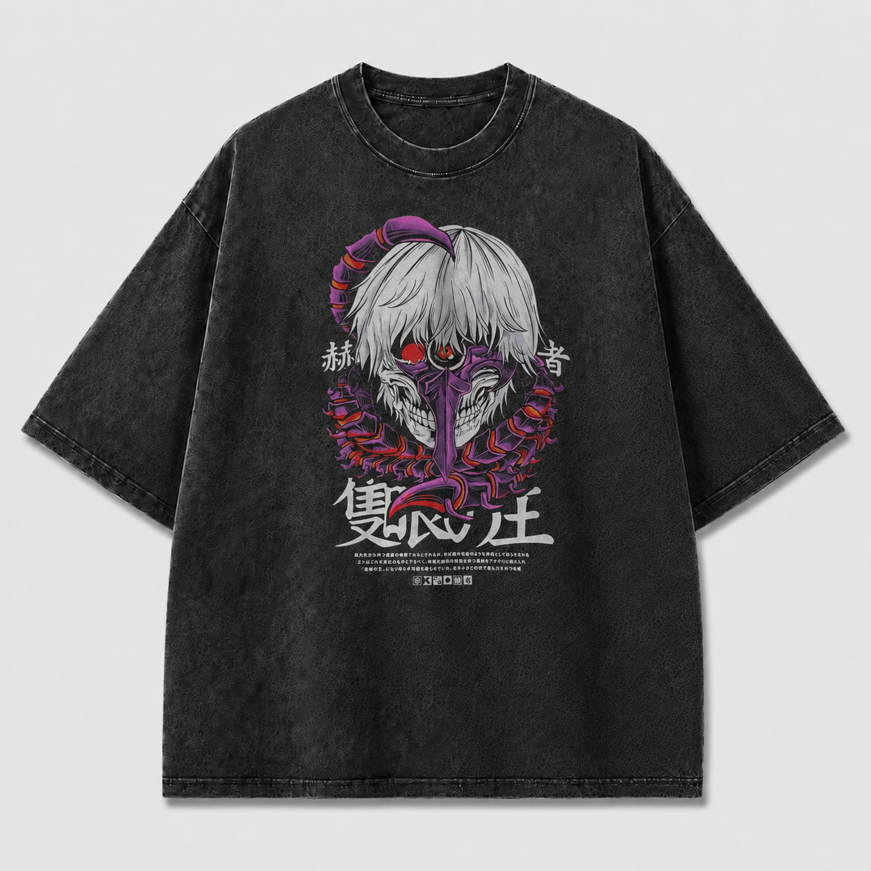 Oversized Twin-Skull Demon Graphic Tee – Dark Horror Streetwear Shirt