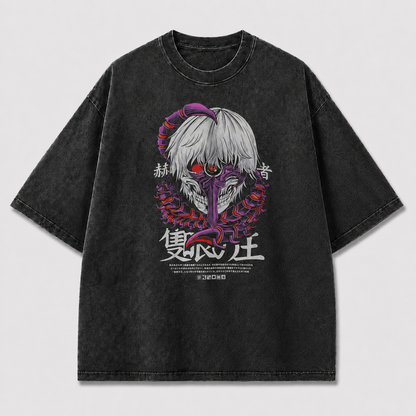 Oversized Twin-Skull Demon Graphic Tee – Dark Horror Streetwear Shirt