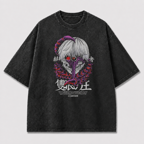 Oversized Twin-Skull Demon Graphic Tee – Dark Horror Streetwear Shirt