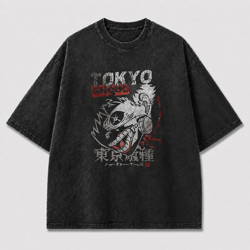 Oversized Monster Skull Graffiti Graphic Tee – Vintage Distressed Streetwear Shirt