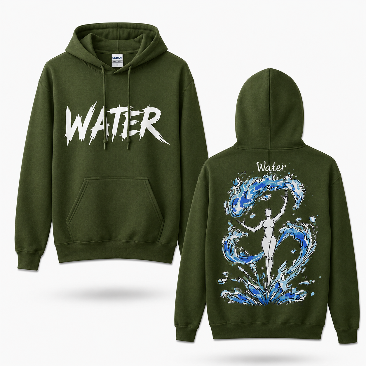 Oversized Streetwear Graphic Hoodie – Ocean Wave Figure Print
