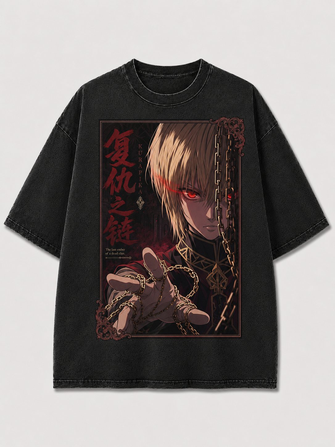 Oversized Crimson Eye Chain Graphic Tee – Poster Print Top