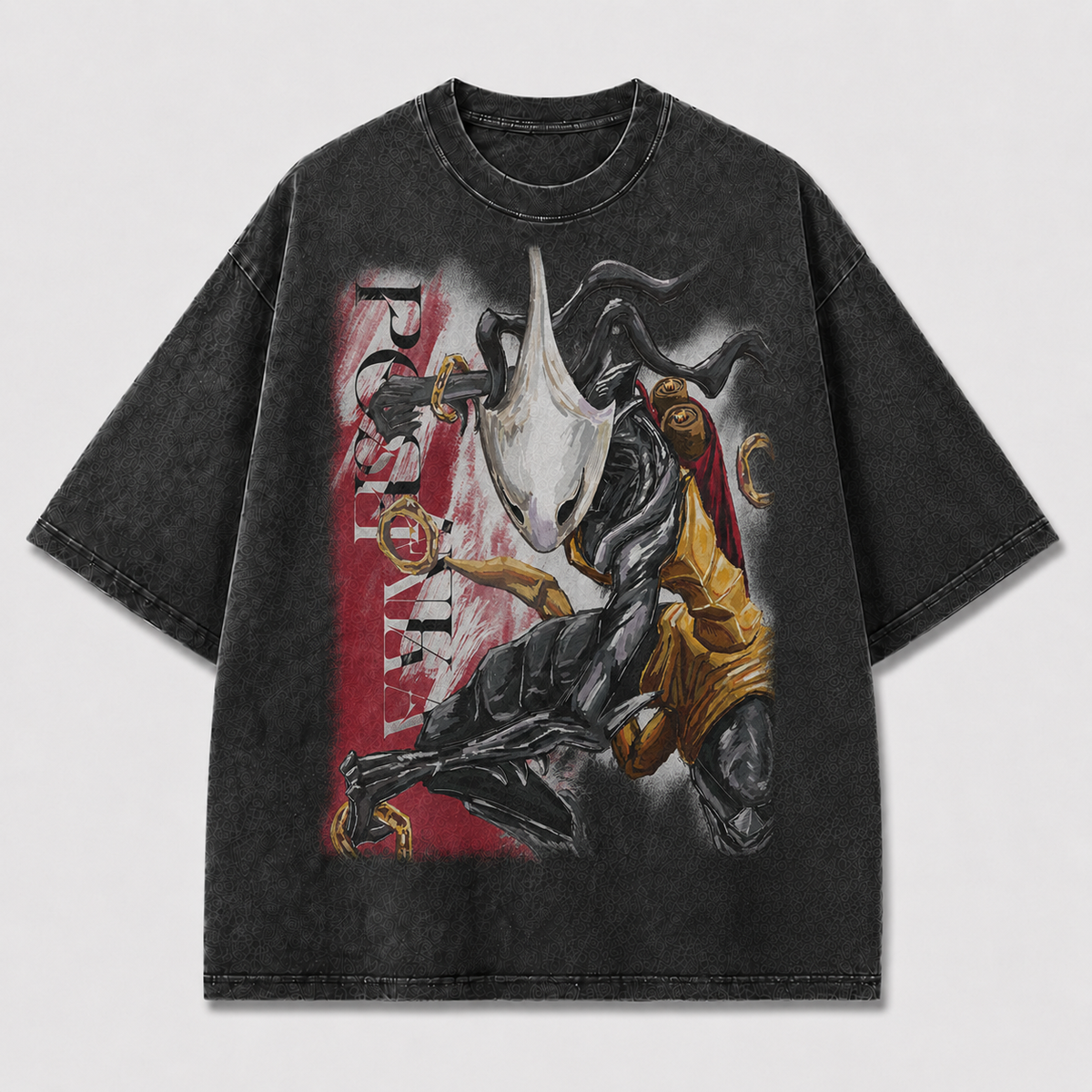 Mask Warrior Golden Armor Graphic Print Oversized Tee
