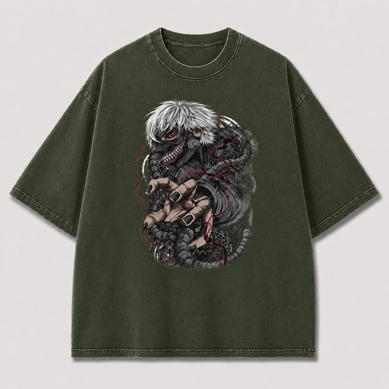 Oversized Masked Antihero Tentacle Graphic Tee – Dark Horror Streetwear Shirt