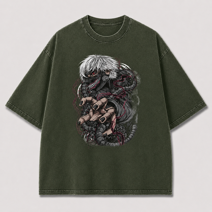 Oversized Masked Antihero Tentacle Graphic Tee – Dark Horror Streetwear Shirt