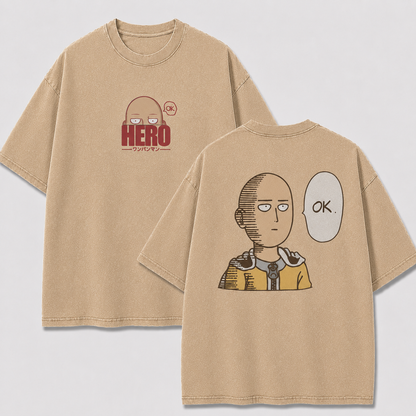 Oversized Streetwear Graphic Tee – Deadpan Hero Speech Bubble Print