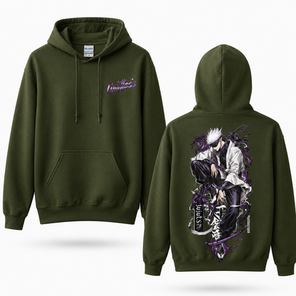 Oversized Streetwear Graphic Hoodie – Purple Smoke Crouching Figure Print
