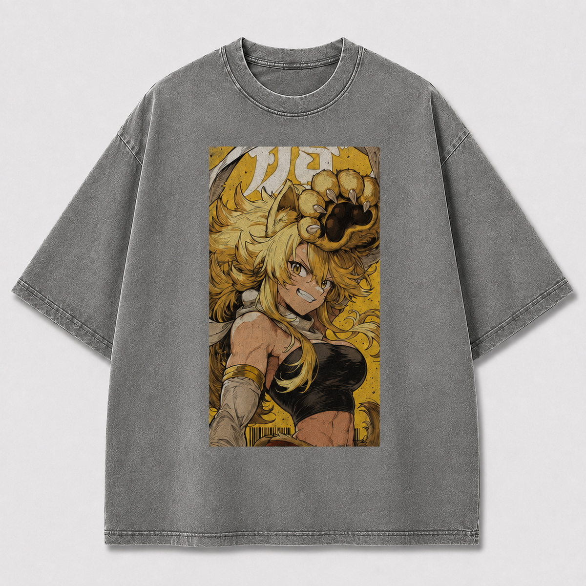 Oversized Graphic Print T-Shirt – Beast Warrior Waifu Streetwear Tee
