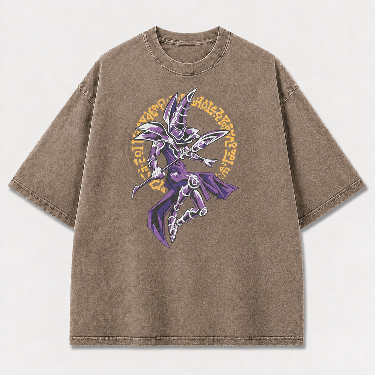 Oversized Dark Sorcerer Graphic Tee – Fantasy Circle Print Top