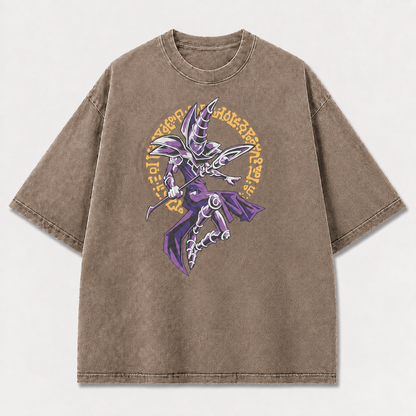 Oversized Dark Sorcerer Graphic Tee – Fantasy Circle Print Top