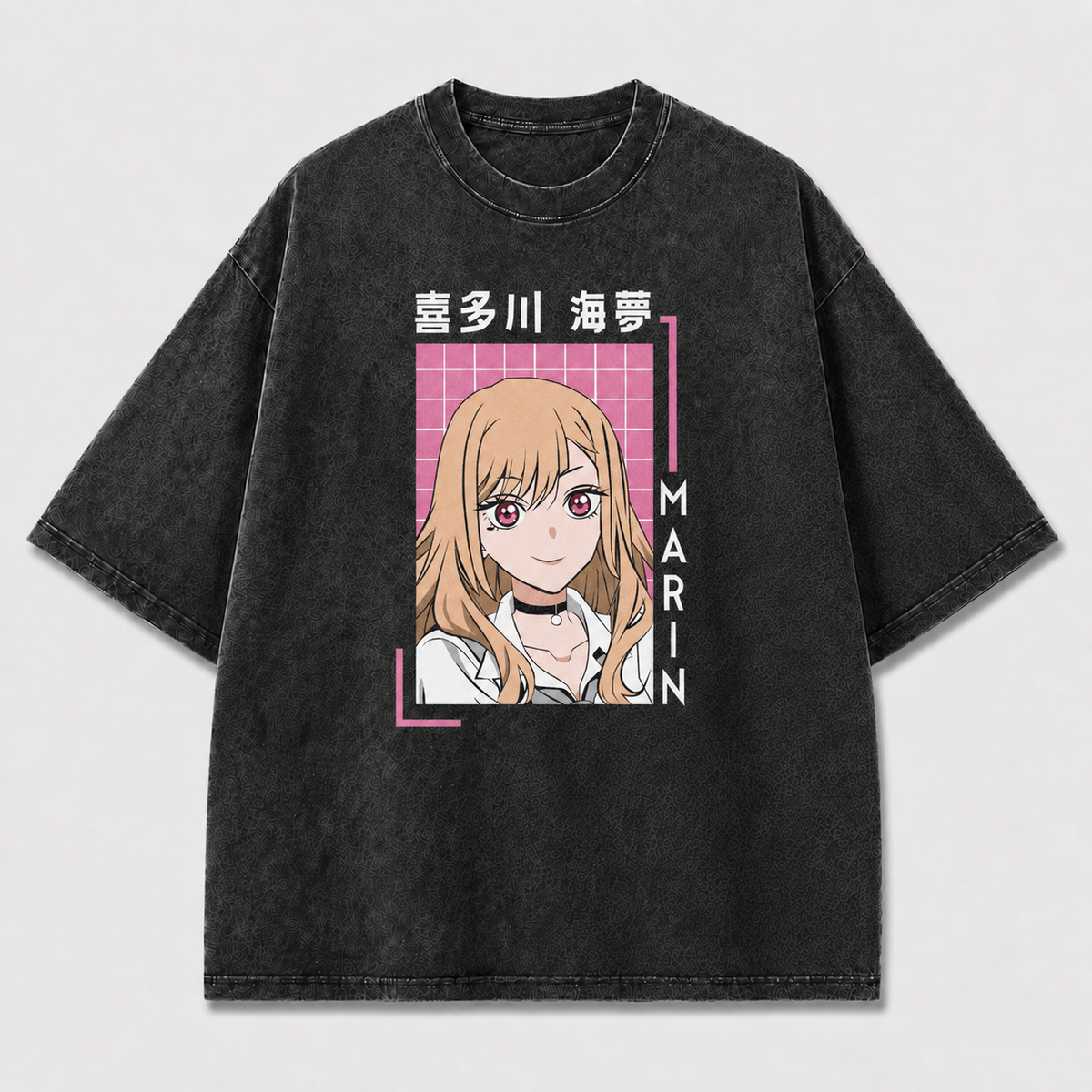 And Smiling Blonde Portrait inside a Retro Oversized Graphic Tee