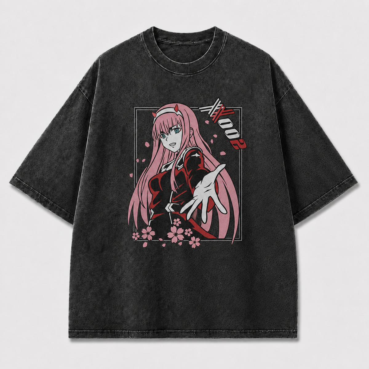 Pink-haired Horned Woman Reaching Forward amid Oversized Graphic Tee