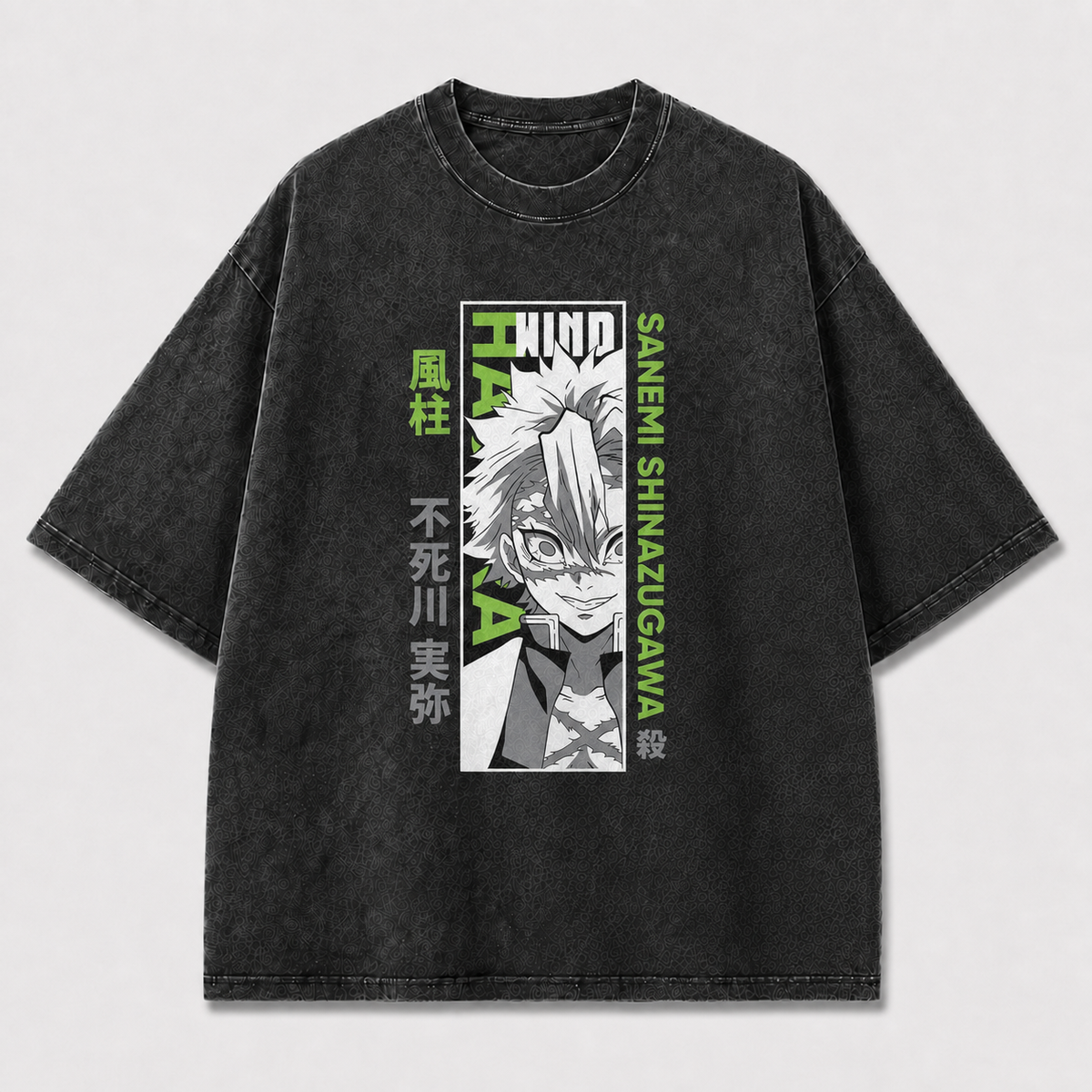 And Close Portrait of a Scarred White-haired Oversized Graphic Tee
