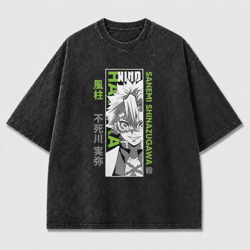 And Close Portrait of a Scarred White-haired Oversized Graphic Tee
