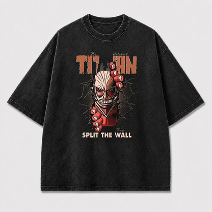 And Colossal Face Breaking through a Wall Oversized Graphic Tee