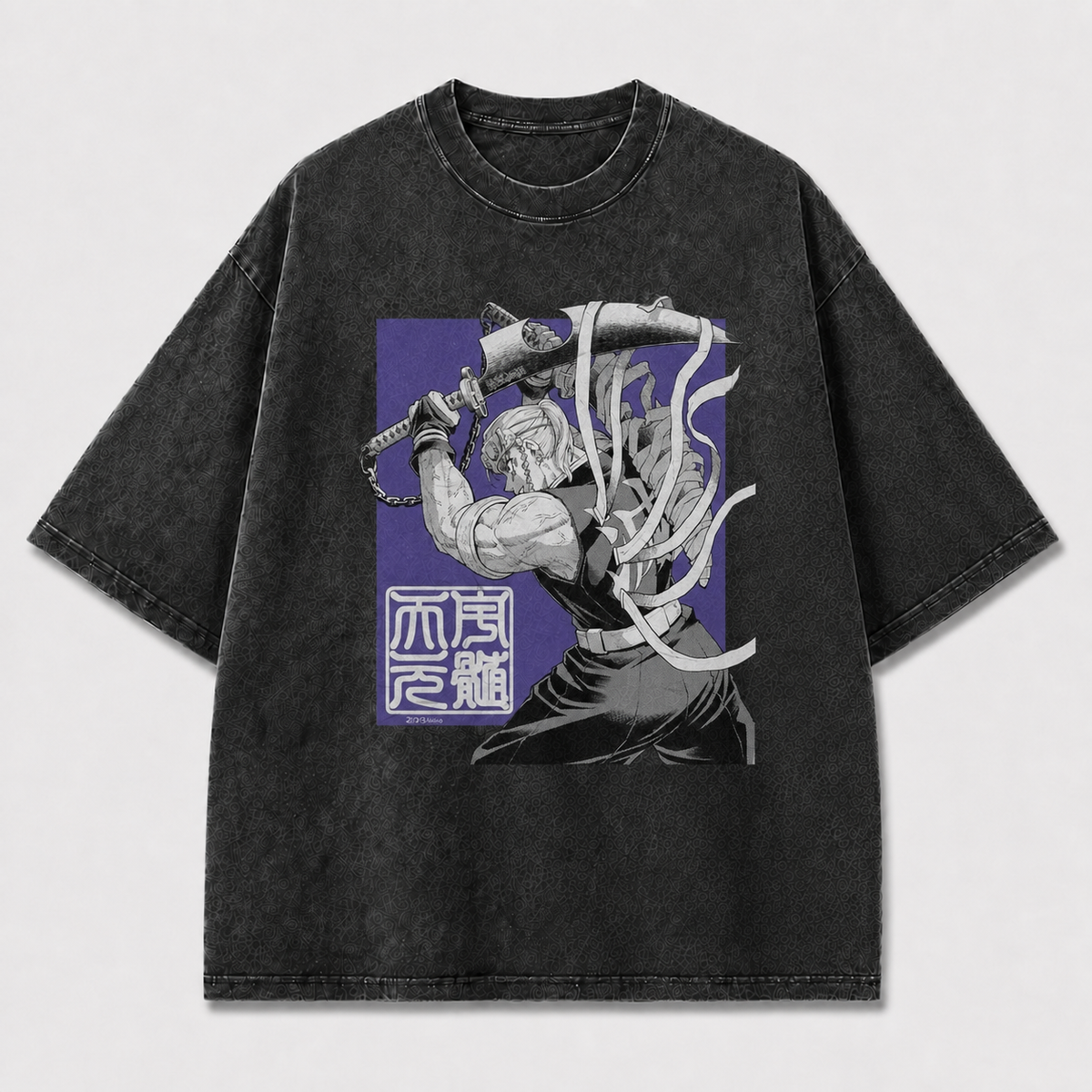 And Muscular Dual-blade Warrior Rendered In Oversized Graphic Tee
