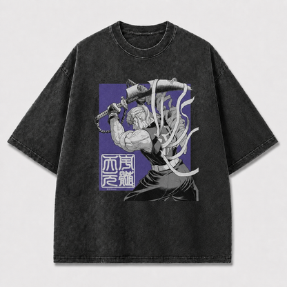 And Muscular Dual-blade Warrior Rendered In Oversized Graphic Tee