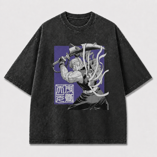 And Muscular Dual-blade Warrior Rendered In Oversized Graphic Tee