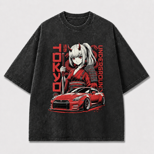 And Graphic Featuring a Horned Sword Warrior Oversized Graphic Tee