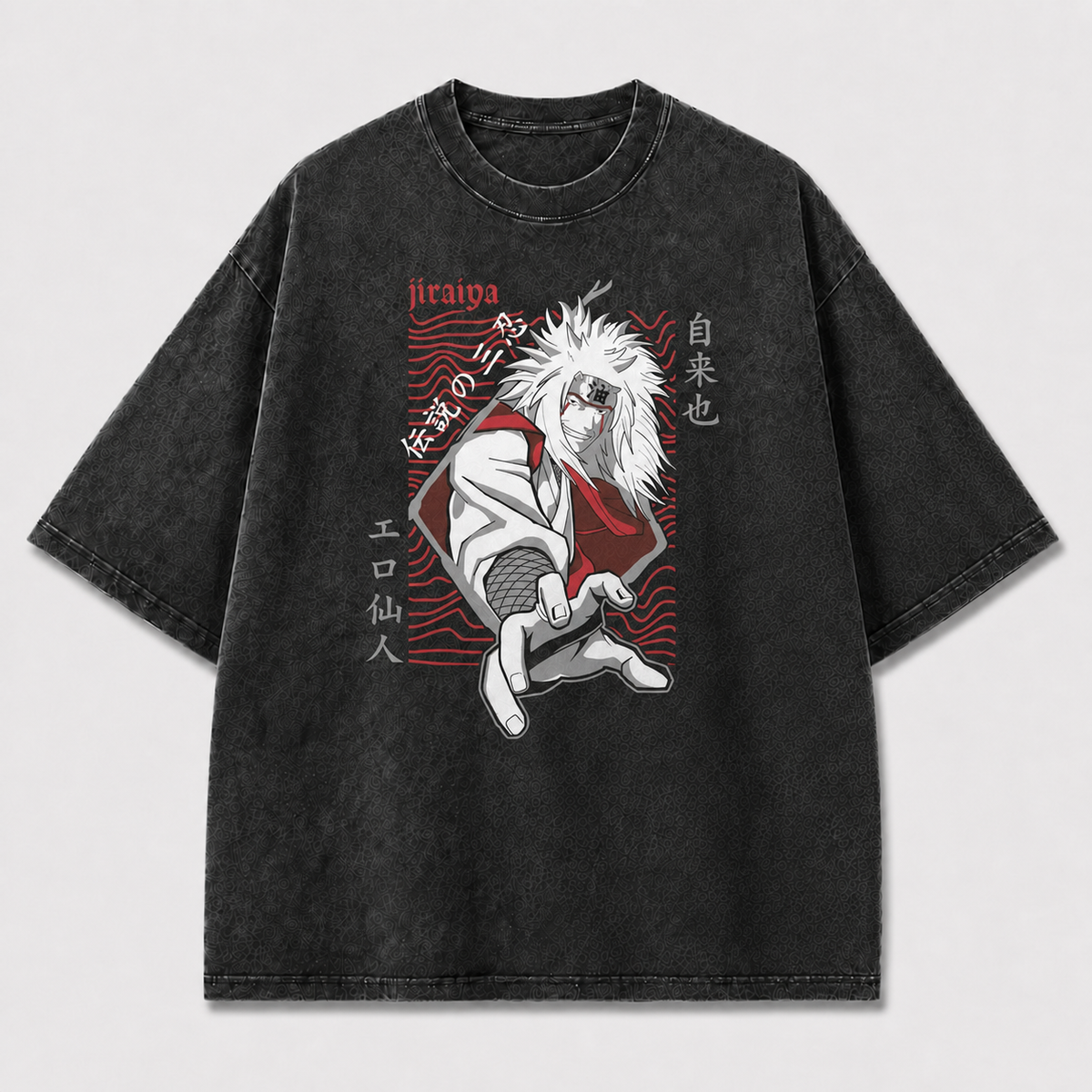 White-haired Sage Reaching Forward against Waves Oversized Graphic Tee