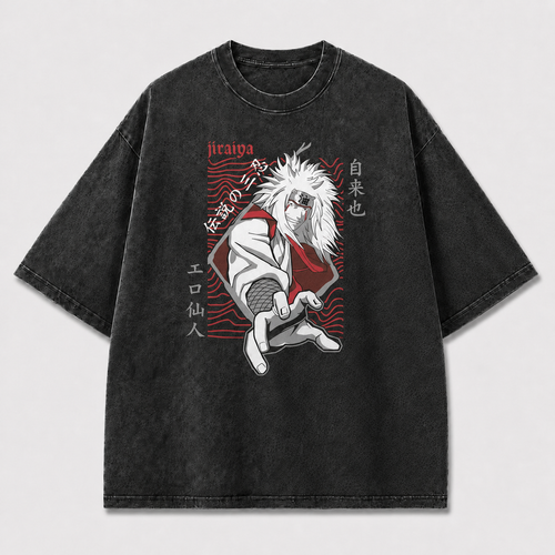 White-haired Sage Reaching Forward against Waves Oversized Graphic Tee