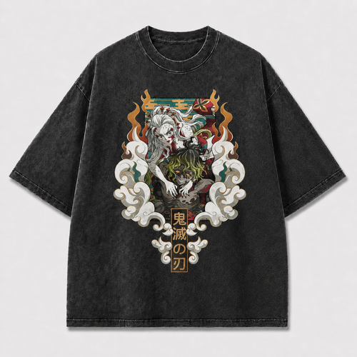 Ornate and Illustration of Two Fierce Oversized Graphic Tee