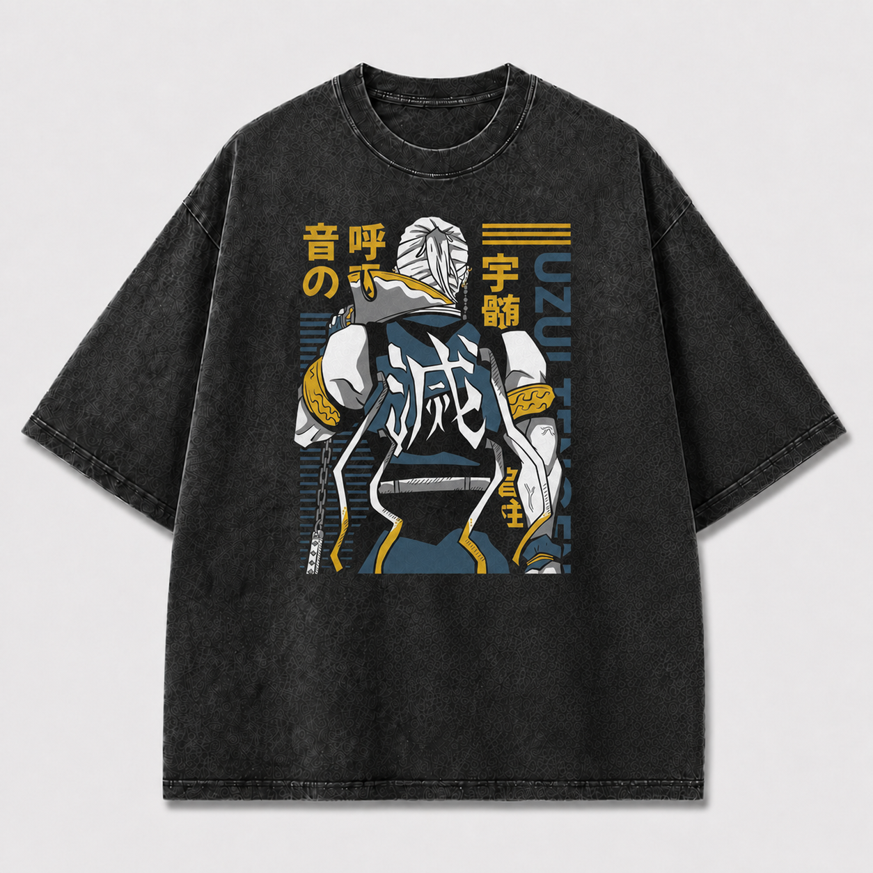 And Back Portrait of a Chained Muscular Oversized Graphic Tee