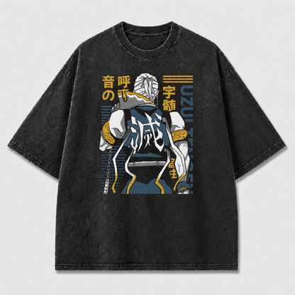 And Back Portrait of a Chained Muscular Oversized Graphic Tee